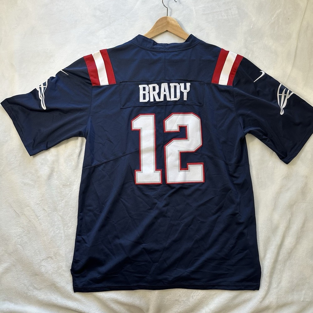 Tom Brady NFL New England Patriots Nike Game Jersey Home Blue Sz 2XL